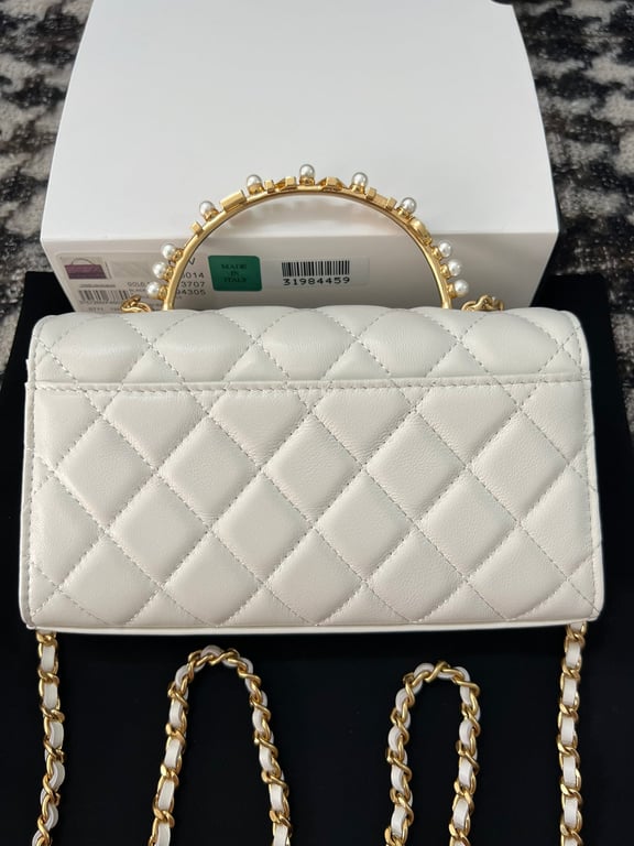 Anum Bags CHL LAMBSKIN MINI KELLY FLAP BAG WHITE 17CM