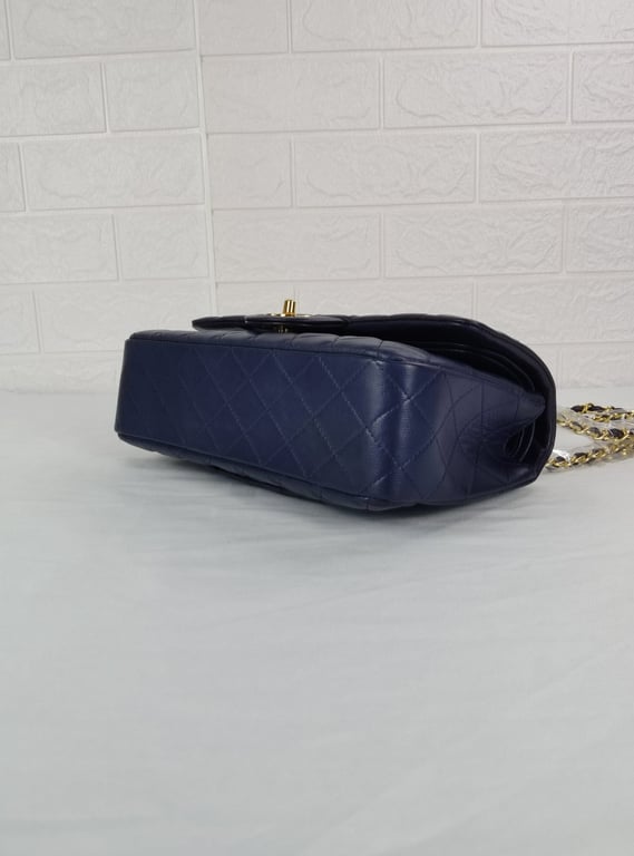 Anum Bags CHL CLASSIC MEDIUM LAMBSKIN FLAP NAVY AND GOLD 25CM