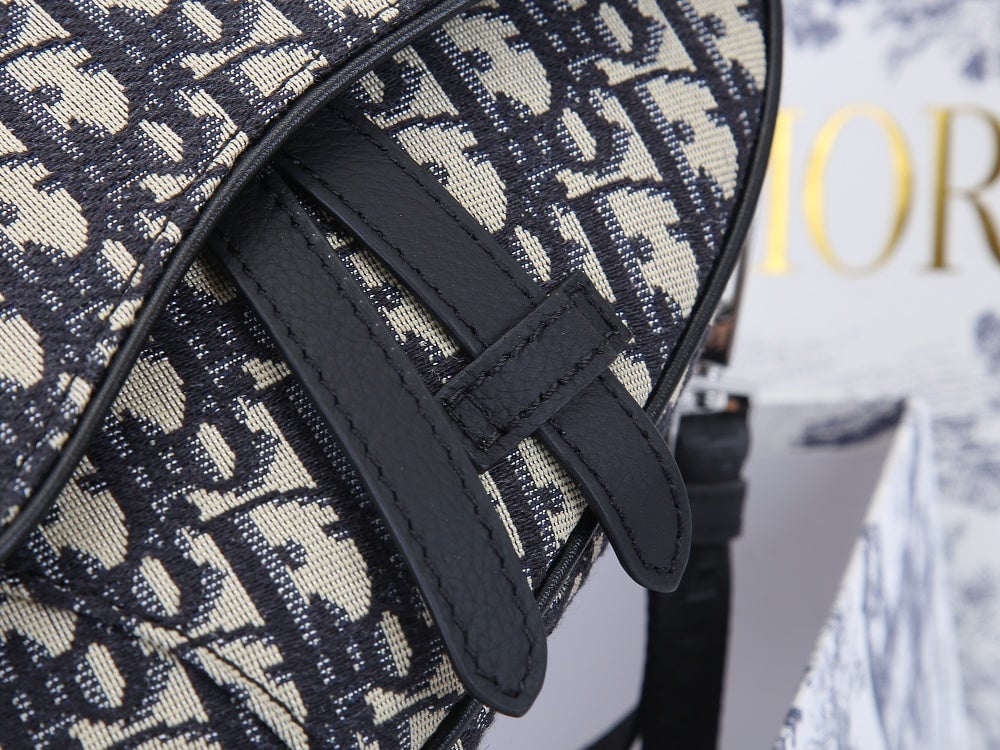 Anum Bags DIR MINI SADDLE BAG OBLIQUE JACQUARD BEIGE AND BLACK