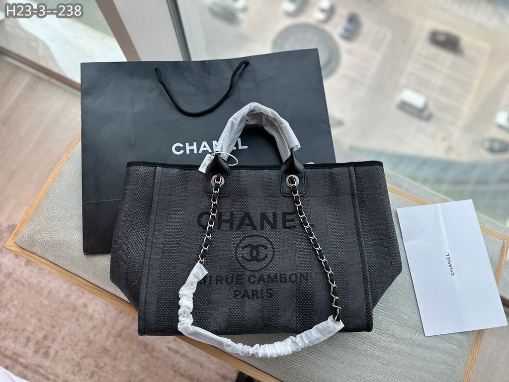 Anum Bags CHL 38CM BLACK DEAUVILLE MEDIUM CANVAS