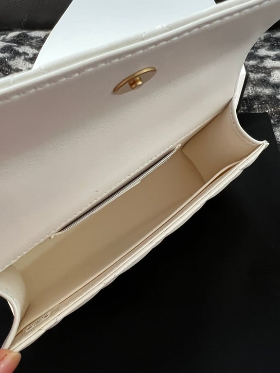 Anum Bags CHL LAMBSKIN MINI KELLY FLAP BAG WHITE 17CM