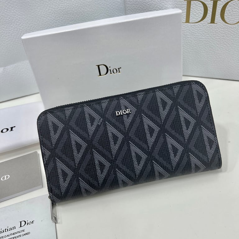 Ezyycart Bags dir ZIPPED LONG WALLET BLACK CD DIAMOND CANVAS 19.5CM 2ESBC252DCO H43E