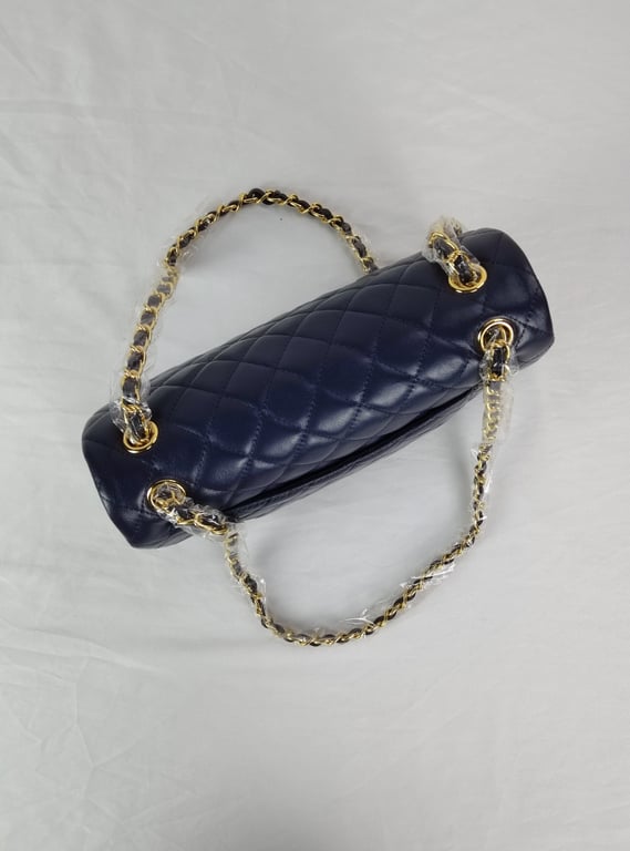 Anum Bags CHL CLASSIC MEDIUM LAMBSKIN FLAP NAVY AND GOLD 25CM