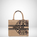 Anum Bags DIR SMALL JUTE CANVAS EMBROIDERED BEIGE BOOK TOTE