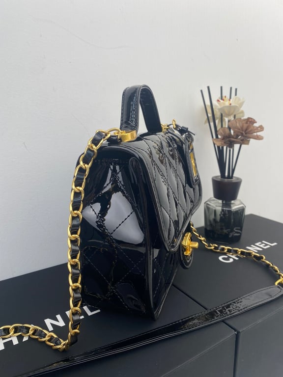 Anum Bags CHL SMALL FLAP BAG WITH TOP HANDLE BLACK AS3652