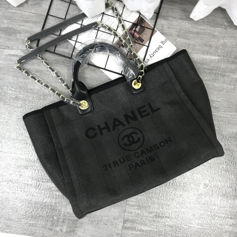 Anum Bags CHL CANVAS LARGE BLACK TOTE BAG 38CM A66941