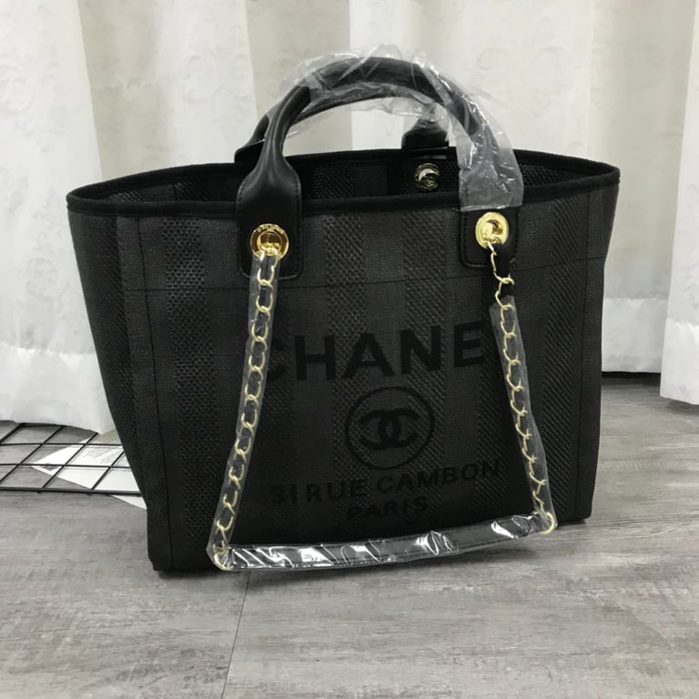 Anum Bags CHL CANVAS LARGE BLACK TOTE BAG 38CM A66941