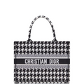 Ezyycart Bags DIR 36CM MEDIUM BLACK MACRO HOUNDSTOOTH EMBROIDERY BOOK TOTE