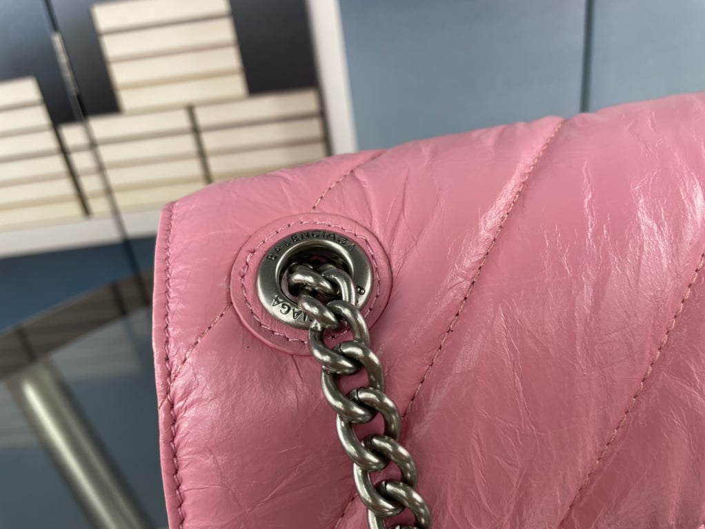 Ezyycart Bags BALENCIAGA CRUSH SMALL CHAIN BAG QUILTED IN PINK 25CM