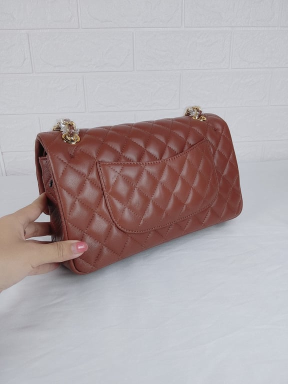 Anum Bags CHL CLASSIC MEDIUM LAMBSKIN FLAP BROWN AND GOLD 25CM