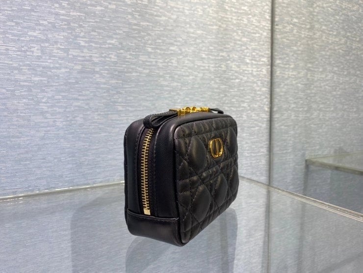 Ezyycart Bags dir SMALL CARO ZIPPED POUCH BLACK CANNAGE LAMBSKIN S5045UNSQ M900