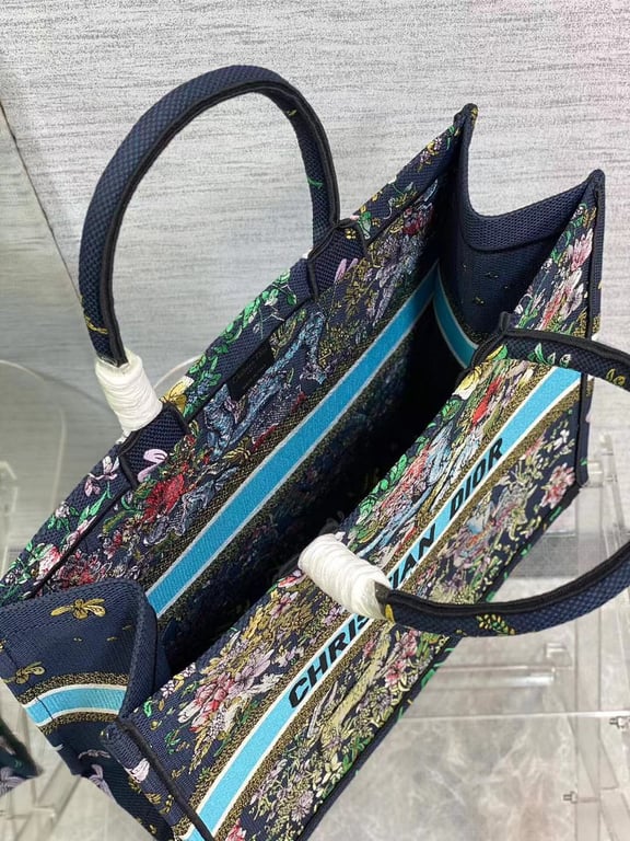 Anum Bags DIR 42CM BLUE MULTICOLOR D-CONSTELLATION EMBROIDERY LARGE BOOK TOTE