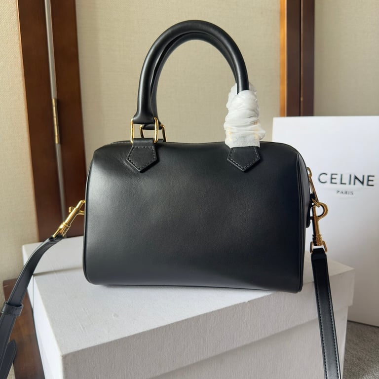 Ezyycart Bags CE SMALL BOSTON BAG IN SMOOTH CALFSKIN WITH CUIR TRIOMPHE BLACK