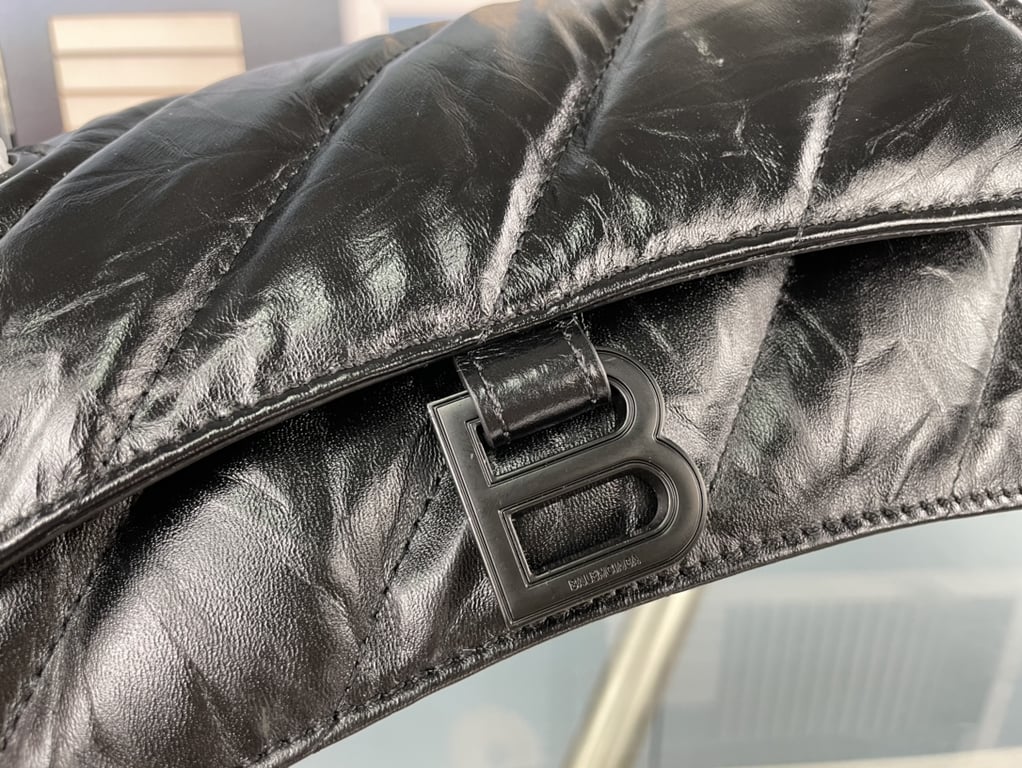 Ezyycart Bags BALENCIAGA CRUSH SMALL CHAIN BAG QUILTED IN BLACK 25CM