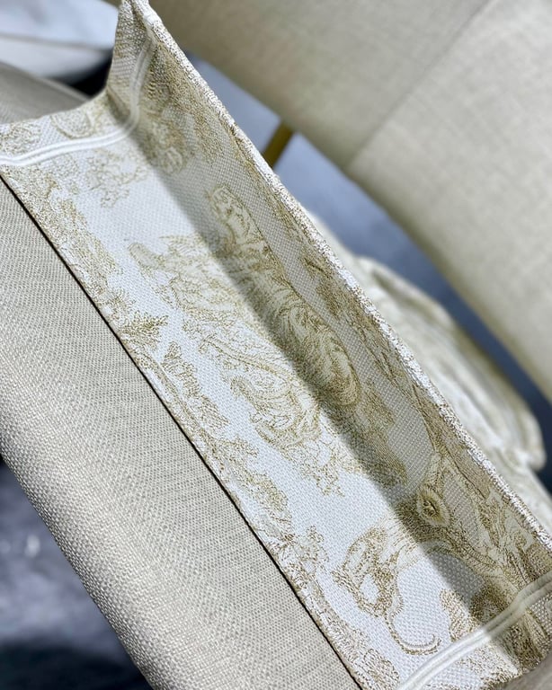 Ezyycart Bags DIR MEDIUM BOOK TOTE GOLD TONE TOILE JOUY EMBROIDERY/ 36CM