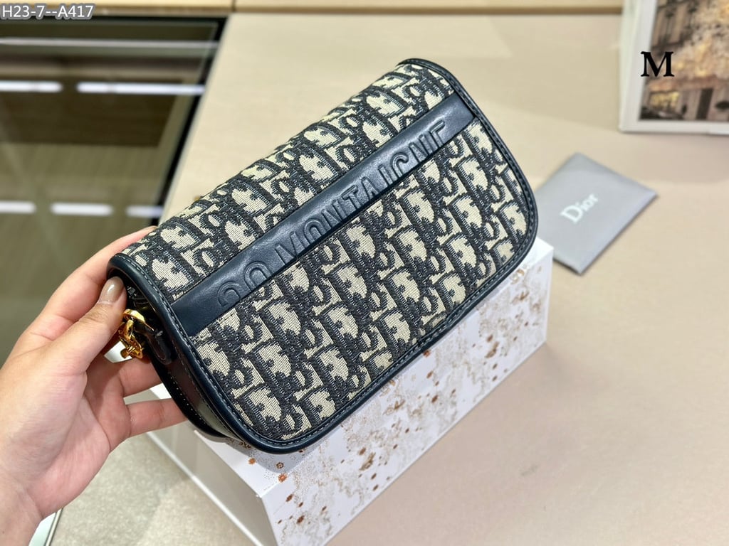 Ezyycart Bags DIR 30 MONTAIGNE AVENUE BAG BLUE DIR OBLIQUE JACQUARD 23CM