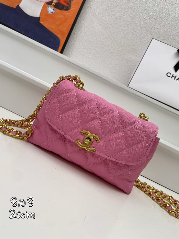 Anum Bags CHL FLAP BAG WITH CHAIN PINK 20CM