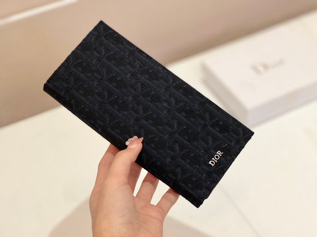 Ezyycart Bags dir LONG BI FOLD CARD HOLDER BLACK OBLIQUE JACQUARD 17.5CM 2ESCH147YSE H03E