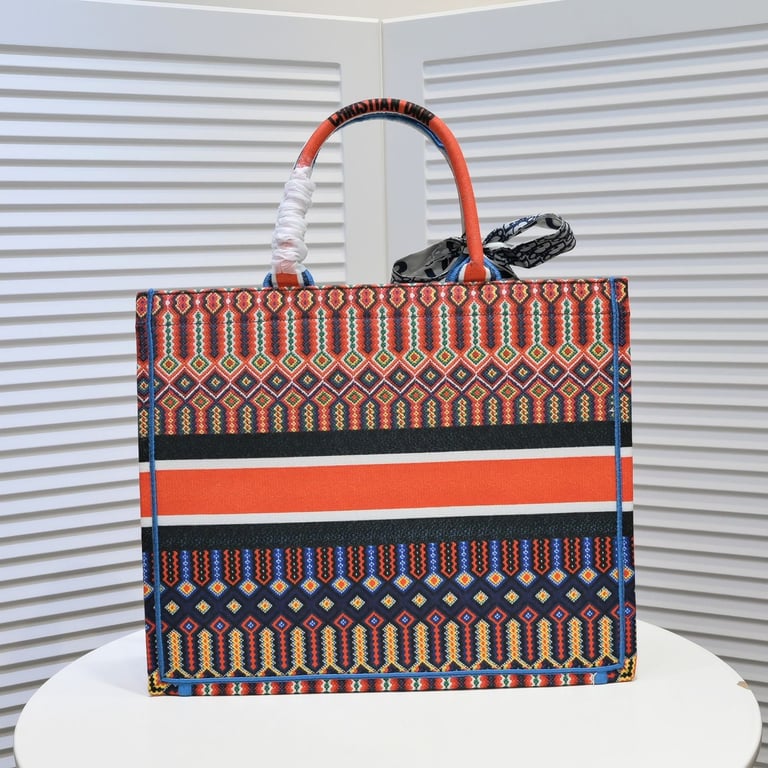 Ezyycart Bags DIR DARK MULTICOLOR LARGE BOOK TOTE CANVAS EMBROIDERY