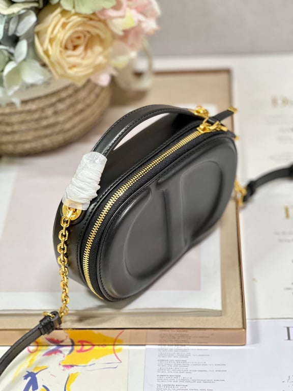 Ezyycart Bags DIR SIGNATURE OVAL CAMERA BAG BLACK CALFSKIN 18CM