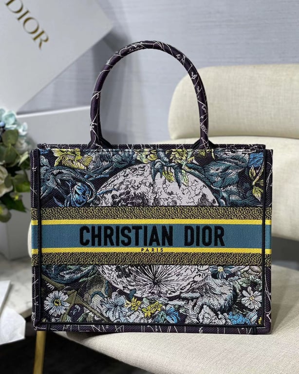 Ezyycart Bags DIR 36CM BLUE CONSTELLATION EMBROIDERY MEDIUM BOOK TOTE