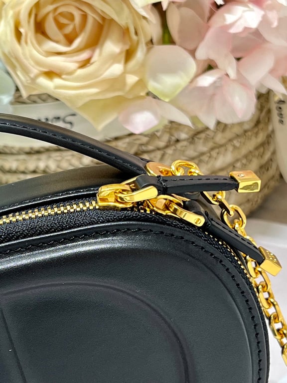 Ezyycart Bags DIR SIGNATURE OVAL CAMERA BAG BLACK CALFSKIN 18CM