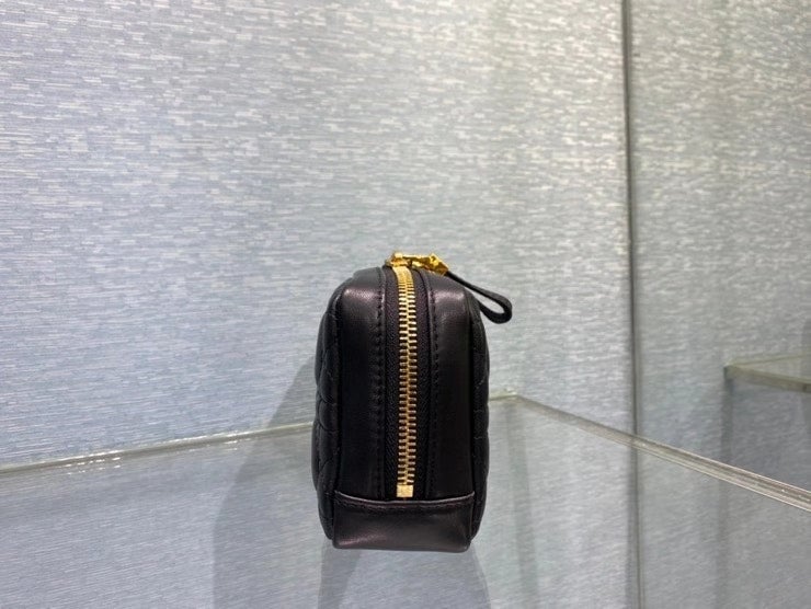 Ezyycart Bags dir SMALL CARO ZIPPED POUCH BLACK CANNAGE LAMBSKIN S5045UNSQ M900