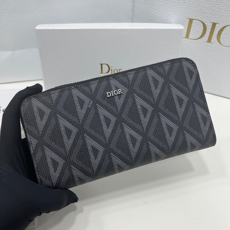 Ezyycart Bags dir ZIPPED LONG WALLET BLACK CD DIAMOND CANVAS 19.5CM 2ESBC252DCO H43E