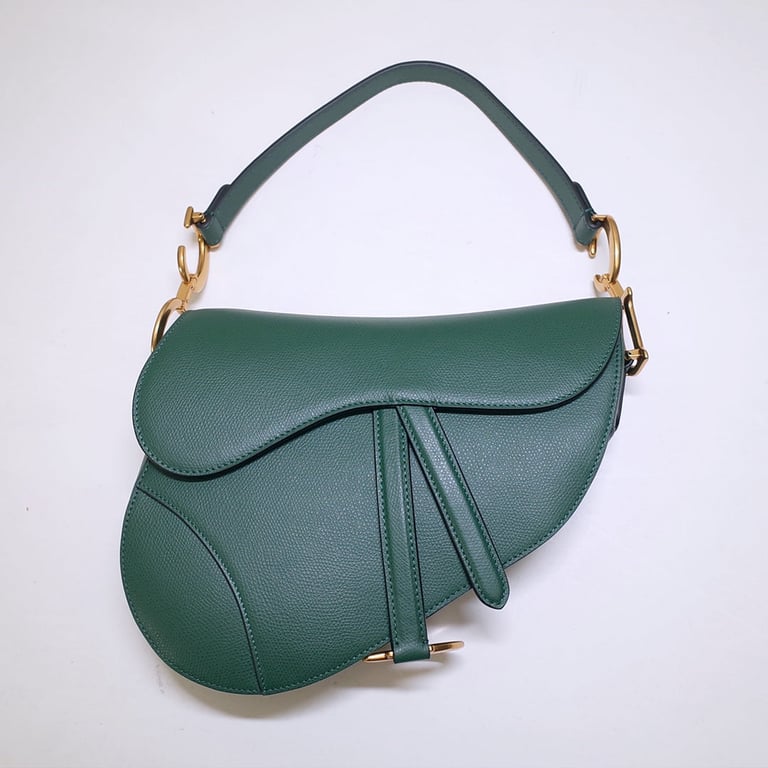 Ezyycart Bags DIR SADDLE WITH STRAP GRAINED CALFSKIN GREEN