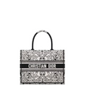 Ezyycart Bags DIR 35CM WHITE AND BLACK MEDIUM BOOK TOTE BANDANA EMBROIDERY