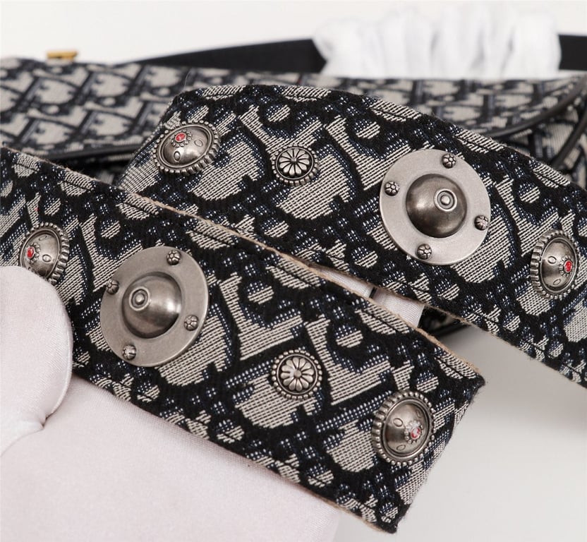 Anum Bags DIR SADDLE BAGGRAY OBLIQUE EMBROIDERY BLACK