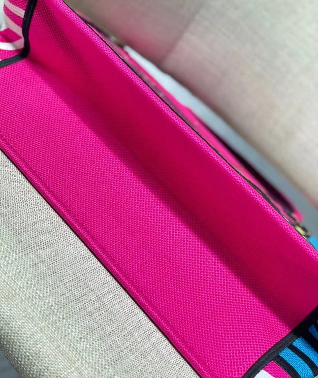 Ezyycart Bags DIR MEDIUM BOOK TOTE BRIGHT BLUE AND BRIGHT PINK D-JUNGLE POP EMBROIDERY 36CM