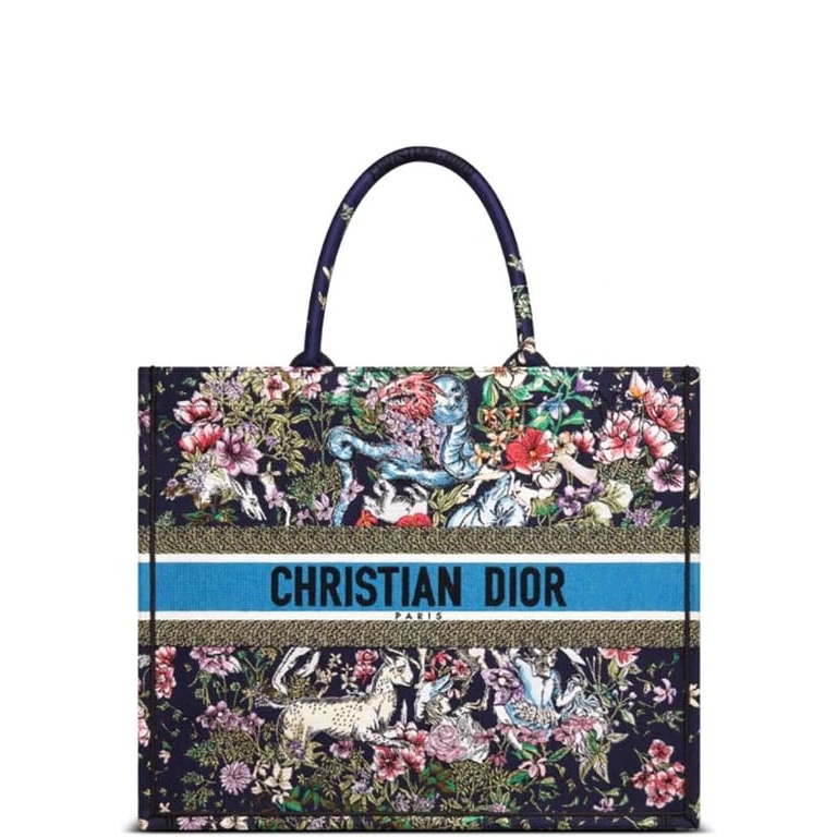 Anum Bags DIR 42CM BLUE MULTICOLOR D-CONSTELLATION EMBROIDERY LARGE BOOK TOTE