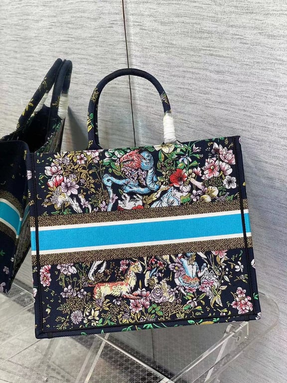 Anum Bags DIR 42CM BLUE MULTICOLOR D-CONSTELLATION EMBROIDERY LARGE BOOK TOTE