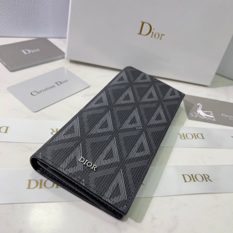 Anum Bags dir VERTICAL LONG WALLET BLACK CD DIAMOND CANVAS 17.5CM 2ESBC002DCO H43E