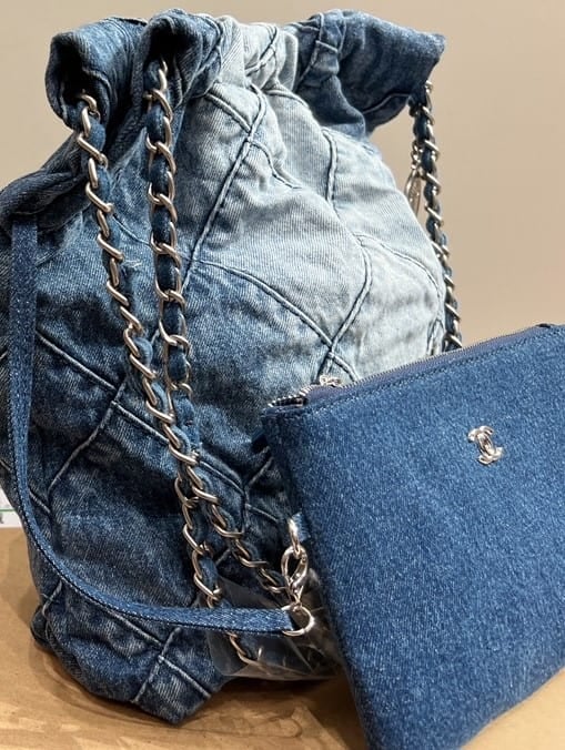 Anum Bags CHL 22 41CM HANDBAG WASHED DENIM