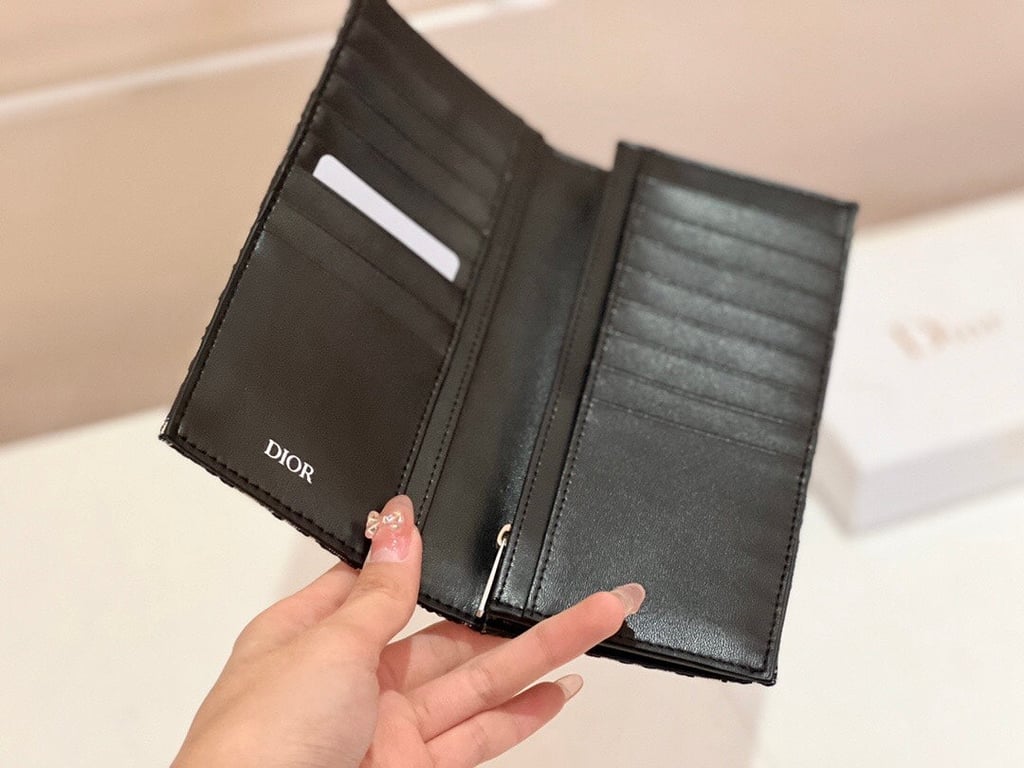 Ezyycart Bags dir LONG BI FOLD CARD HOLDER BEIGE AND BLACK OBLIQUE JACQUARD 17.5CM 2ESCH147YSE H05E