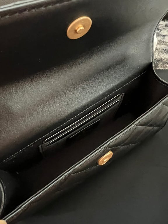 Anum Bags CHL LAMBSKIN MINI KELLY FLAP BAG BLACK 17CM