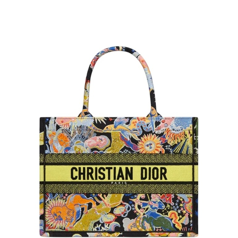Ezyycart Bags DIR 36CM MEDIUM BLACK MULTICOLOR ZODIAC FANTASTICO EMBROIDERY BOOK TOTE