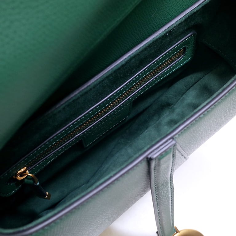 Ezyycart Bags DIR SADDLE WITH STRAP GRAINED CALFSKIN GREEN