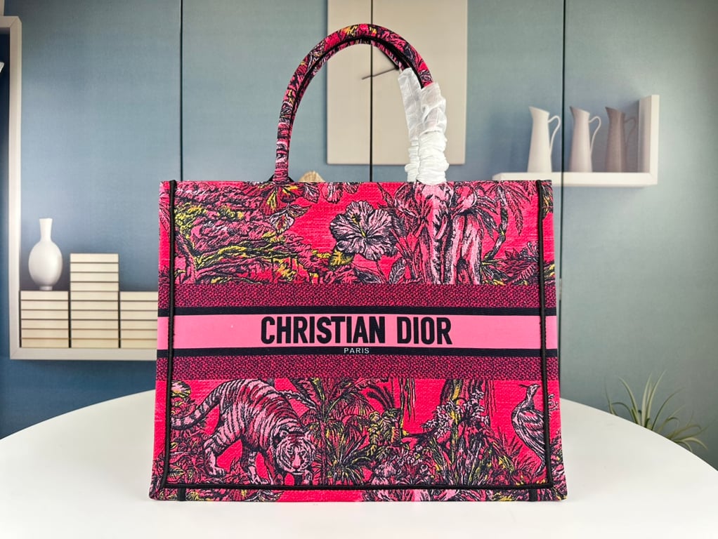 Ezyycart Bags DIR 41CM LARGE FUCHSIA MULTICOLOR BOOK TOTE