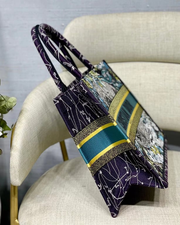 Ezyycart Bags DIR 36CM BLUE CONSTELLATION EMBROIDERY MEDIUM BOOK TOTE