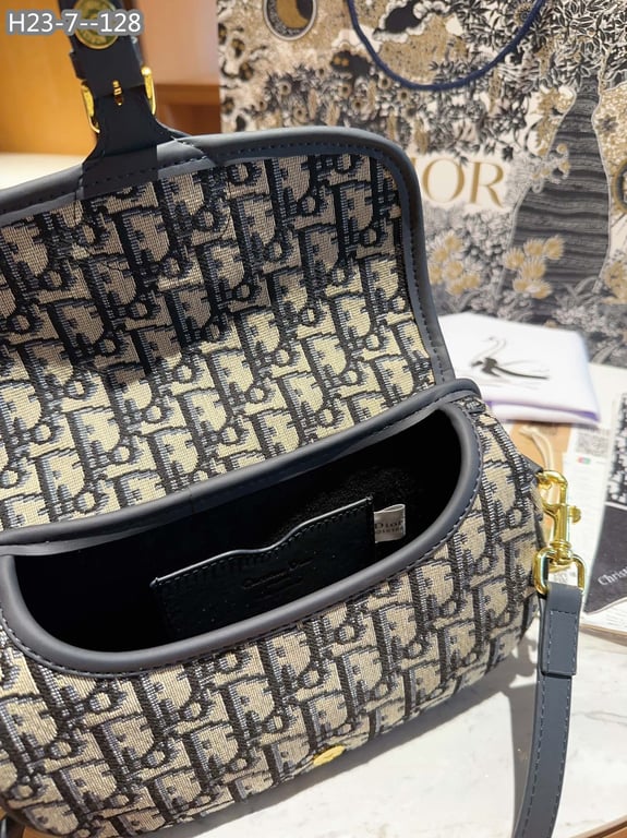 Ezyycart Bags DIR BOBBY EAST-WEST BAG BLUE DIR OBLIQUE JACQUARD 22CM