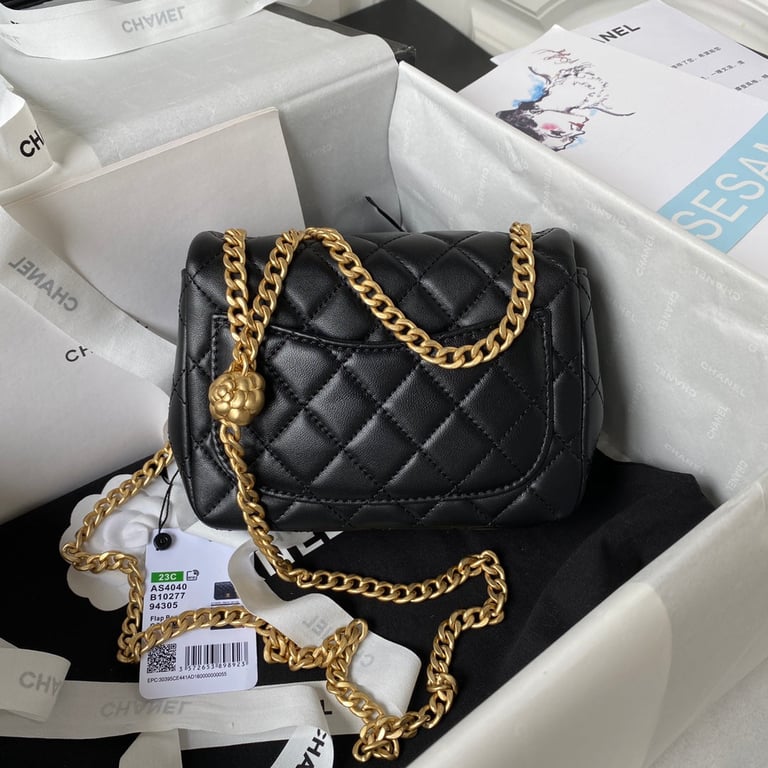 Anum Bags CHL BLACK RECTANGULAR MINI FLAP BAG 18CM
