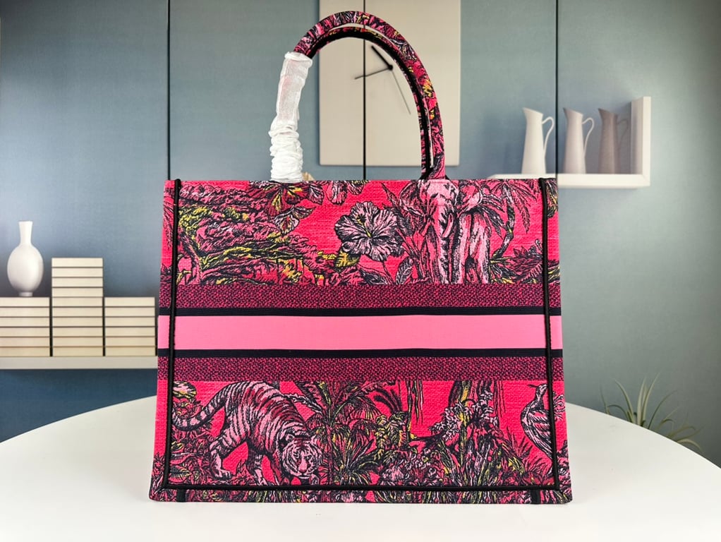 Ezyycart Bags DIR 41CM LARGE FUCHSIA MULTICOLOR BOOK TOTE