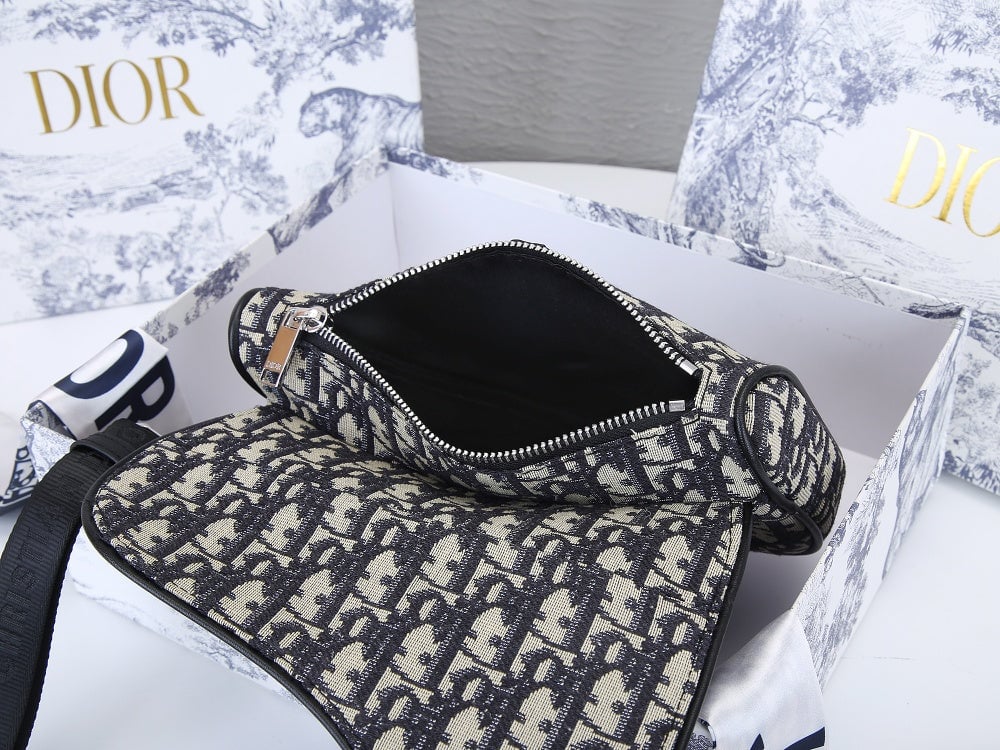 Anum Bags DIR MINI SADDLE BAG OBLIQUE JACQUARD BEIGE AND BLACK