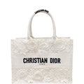 Anum Bags DIR 36CM WHITE D-LACE EMBROIDERY WITH 3D MACRAME EFFECT TOTE BAG