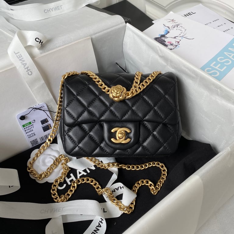 Anum Bags CHL BLACK RECTANGULAR MINI FLAP BAG 18CM