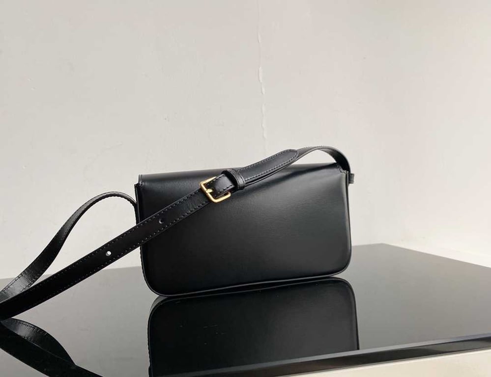 Ezyycart Bags CE TRIOMPHE SHOULDER BAG IN SHINY CALFSKIN BLACK