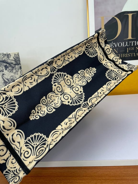 Ezyycart Bags DIR LARGE BOOK TOTE BLUE GOLD CORNELY EMBROIDERY 42CM